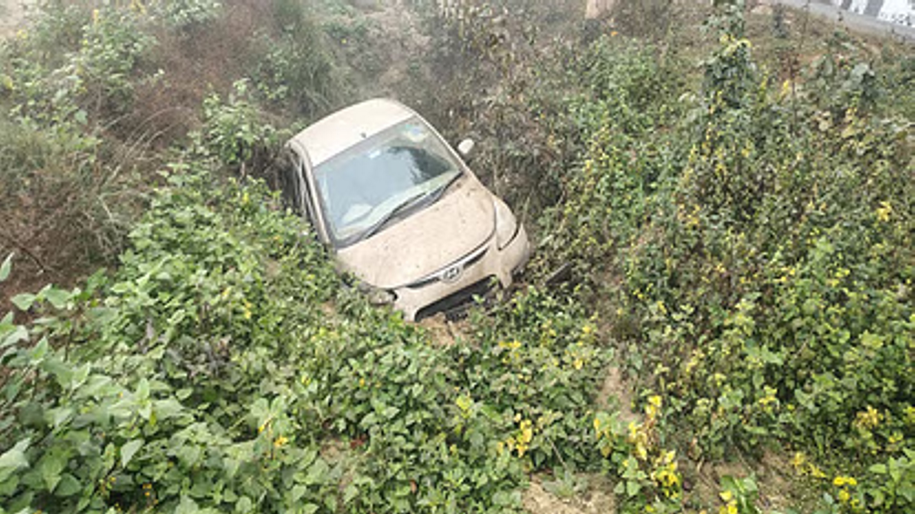 कार खाई में पलटी, भाई-बहन की मौत, चार घायल