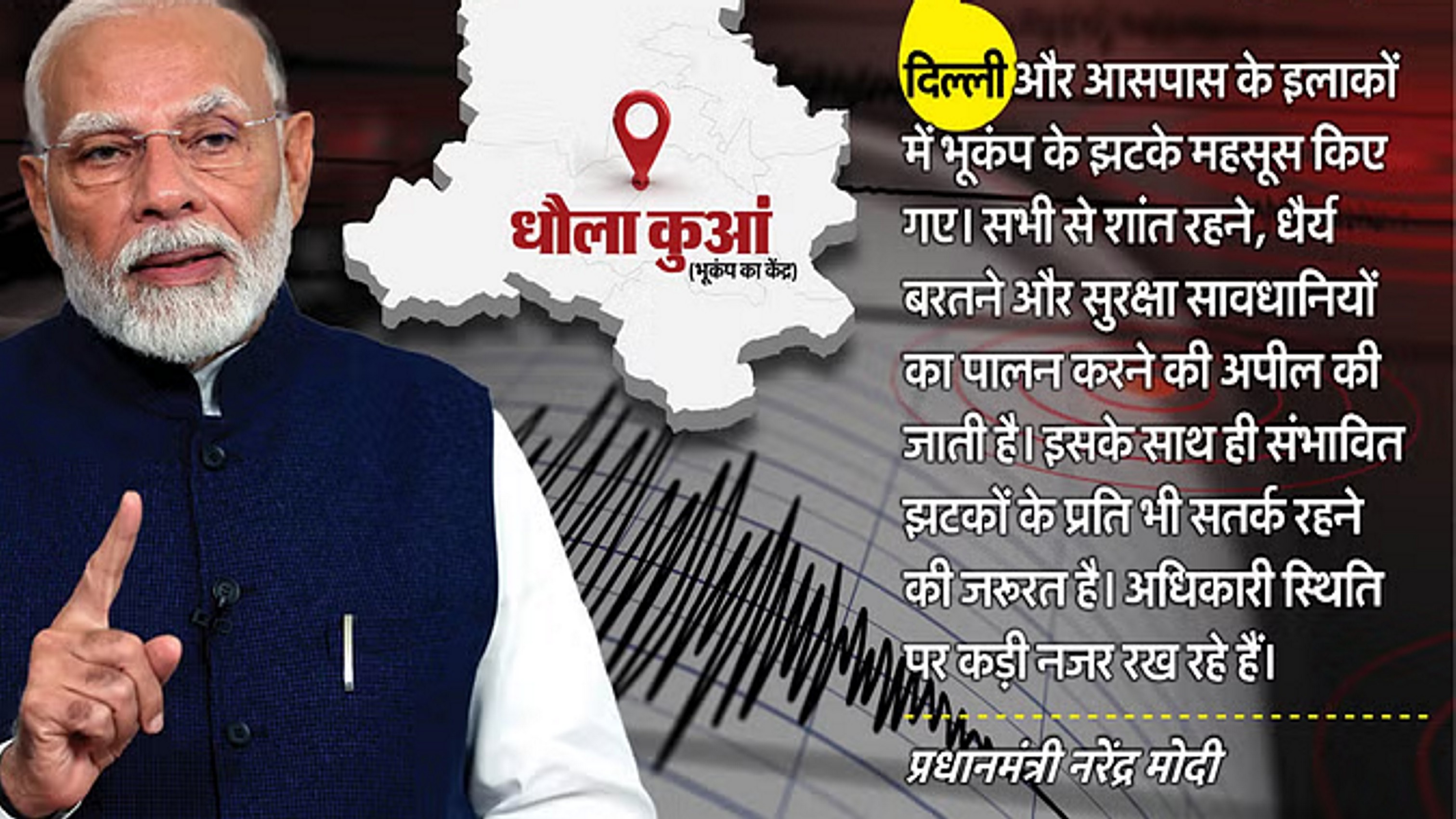 दिल्ली में भूकंप के झटकों के बाद पीएम मोदी की लोगों से अपील